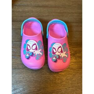 Marvel Ghost-Spider Pink Teal Clogs Kids Size 11/12 Spidey Amazing Friends
